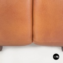 Italian modern brown leather Coronado poufs by Afra Tobia Scarpa for B&B, 1970s