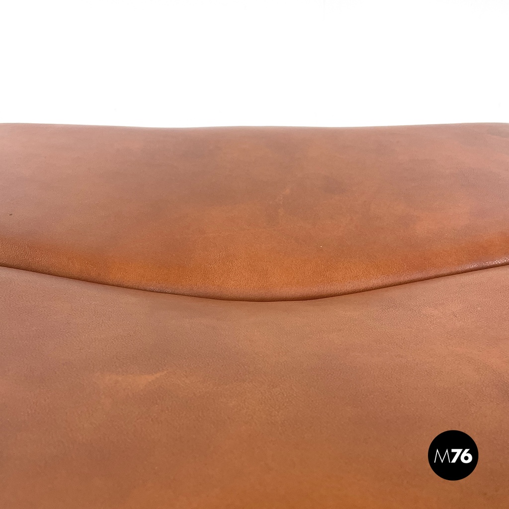 Italian modern brown leather Coronado poufs by Afra Tobia Scarpa for B&B, 1970s
