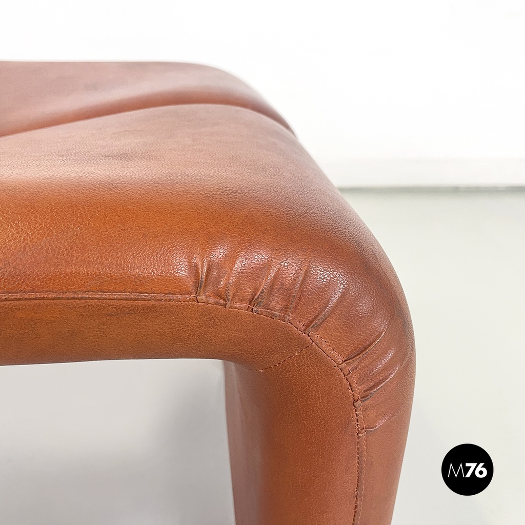 Italian modern brown leather Coronado poufs by Afra Tobia Scarpa for B&B, 1970s