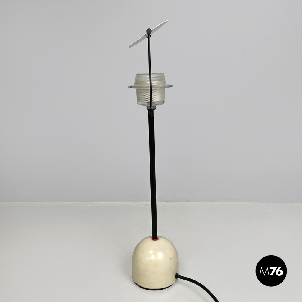 Italian modern black and white metal table lamp with directional light, 1980s