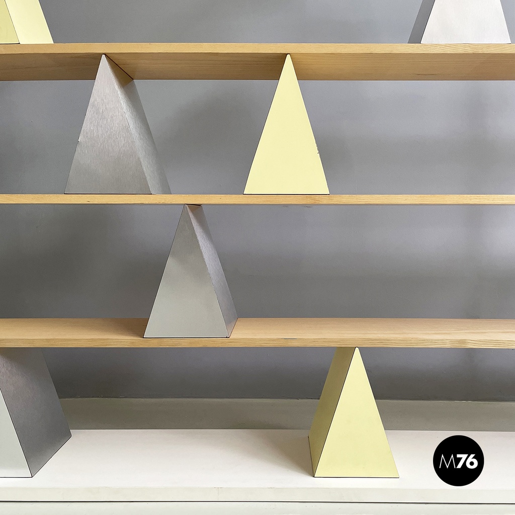 Italian modern Glass, wood metal Bookcase Gritti by Andrea Branzi Memphis, 2000s