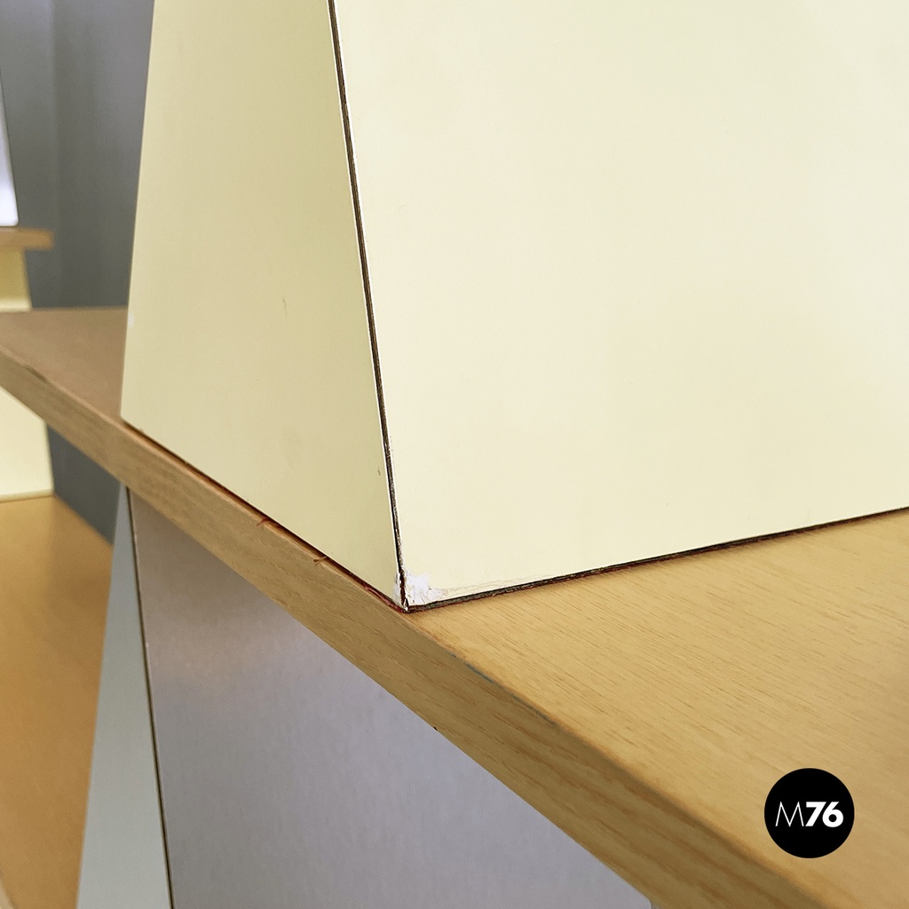 Italian modern Glass, wood metal Bookcase Gritti by Andrea Branzi Memphis, 2000s