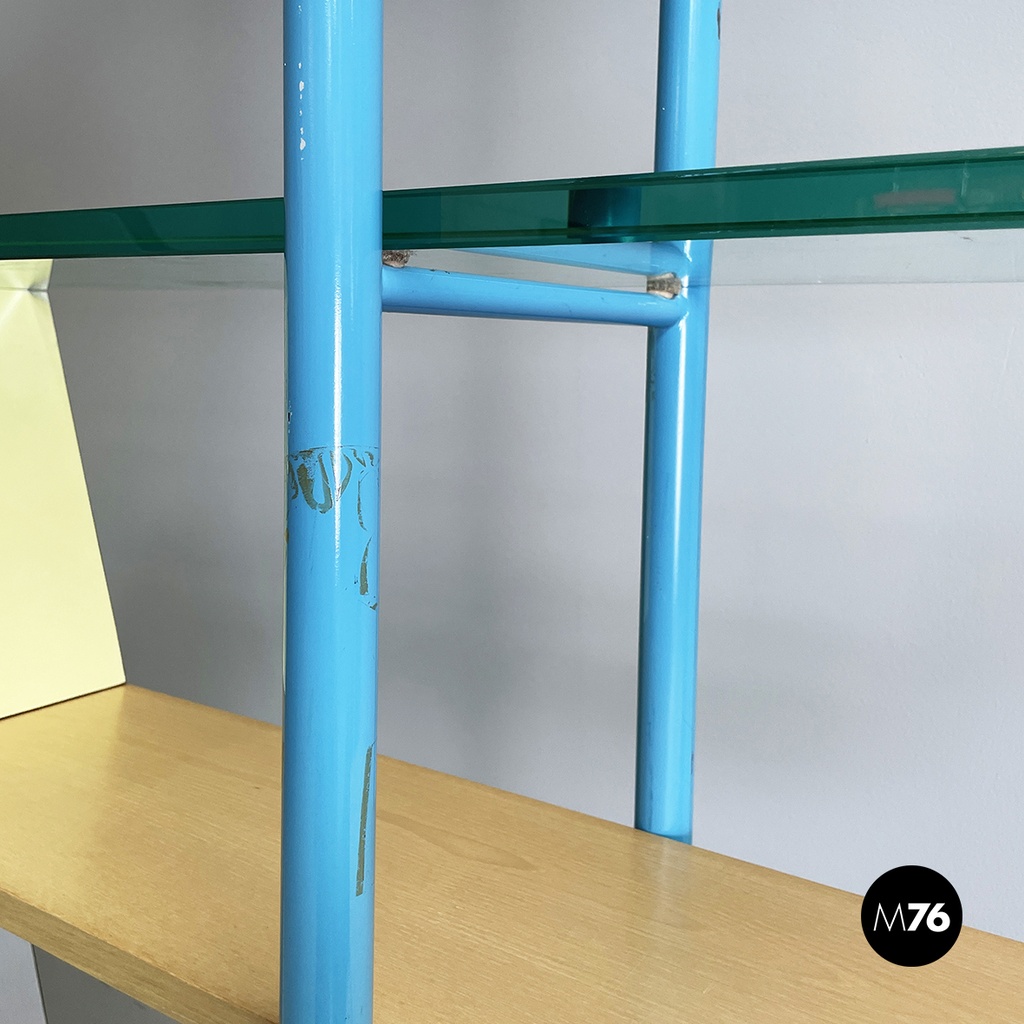 Italian modern Glass, wood metal Bookcase Gritti by Andrea Branzi Memphis, 2000s