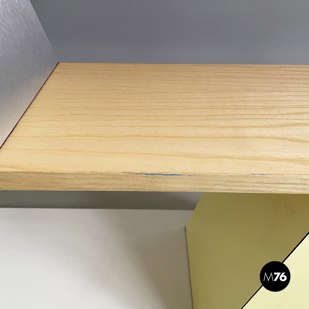 Italian modern Glass, wood metal Bookcase Gritti by Andrea Branzi Memphis, 2000s