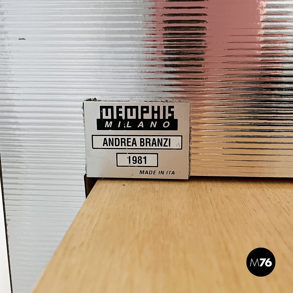 Italian modern Glass, wood metal Bookcase Gritti by Andrea Branzi Memphis, 2000s