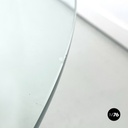 Italian modern round coffe table in glass with black marble conical base, 1980s