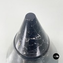 Italian modern round coffe table in glass with black marble conical base, 1980s