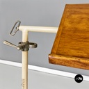 Industrial mid-century adjustable work table in iron and wood, 1960s