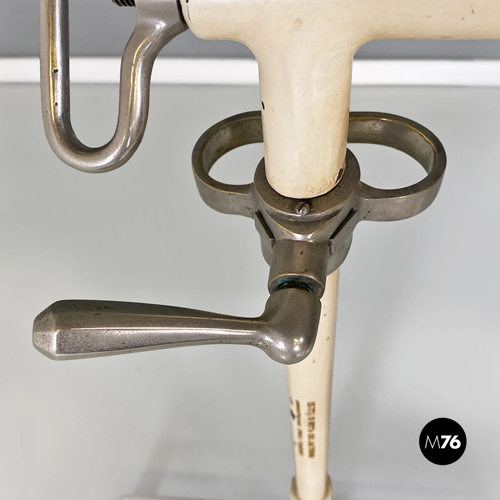 Industrial mid-century adjustable work table in iron and wood, 1960s