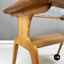 Italian mid-century modern coffee table in wood and decorated glass, 1950s