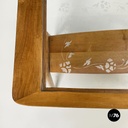 Italian mid-century modern coffee table in wood and decorated glass, 1950s