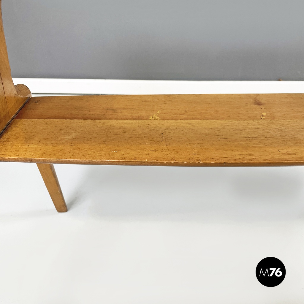 Italian mid-century modern coffee table in wood and decorated glass, 1950s