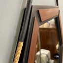 Italian mid-century modern hexagonal wooden wall mirror with rope, 1960s
