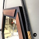 Italian mid-century modern hexagonal wooden wall mirror with rope, 1960s