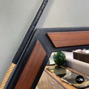 Italian mid-century modern hexagonal wooden wall mirror with rope, 1960s