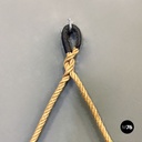 Italian mid-century modern hexagonal wooden wall mirror with rope, 1960s