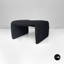 Italian modern black teddy fabric pouf, 1970s