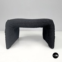 Italian modern black teddy fabric pouf, 1970s