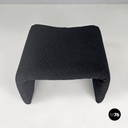 Italian modern black teddy fabric pouf, 1970s