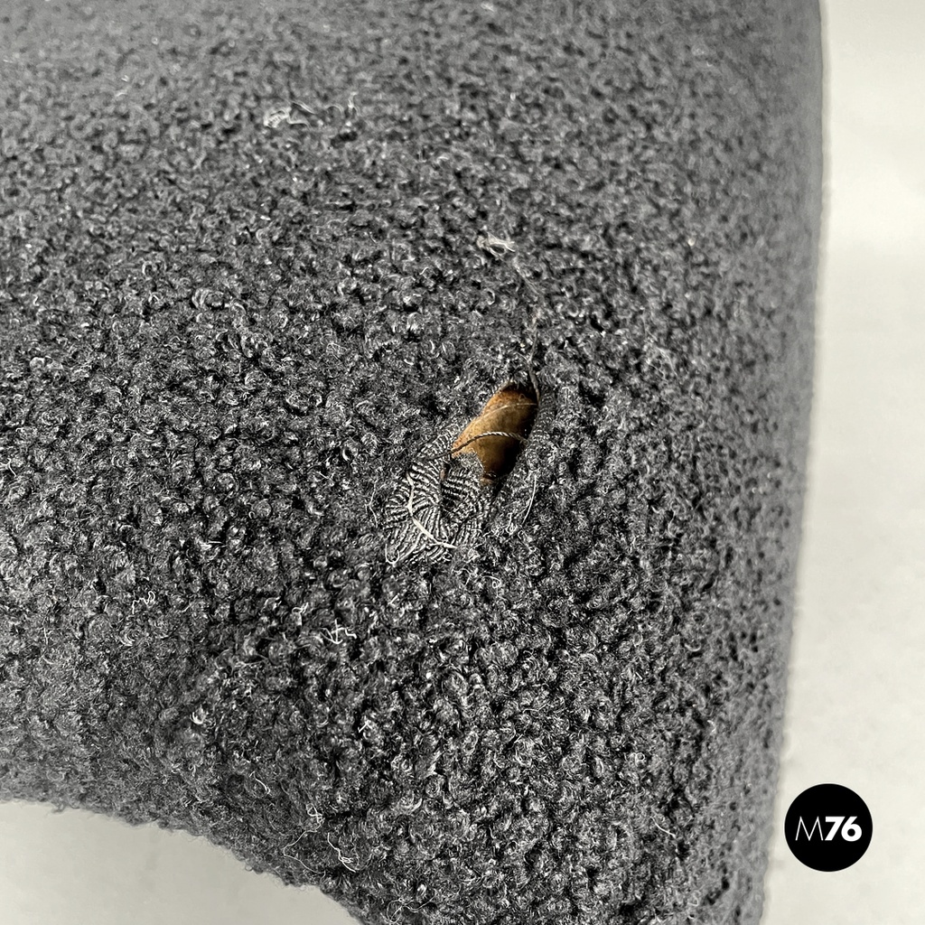 Italian modern black teddy fabric pouf, 1970s