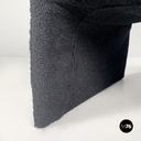 Italian modern black teddy fabric pouf, 1970s