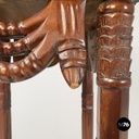 Italian Liberty style Wooden square high column with brass details, 1940s