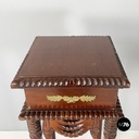 Italian Liberty style Wooden square high column with brass details, 1940s