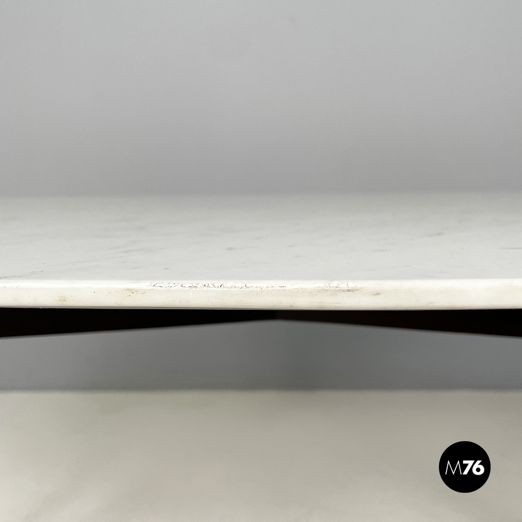 Italian mid-century modern dining table in marble, wood and bass, 1960s
