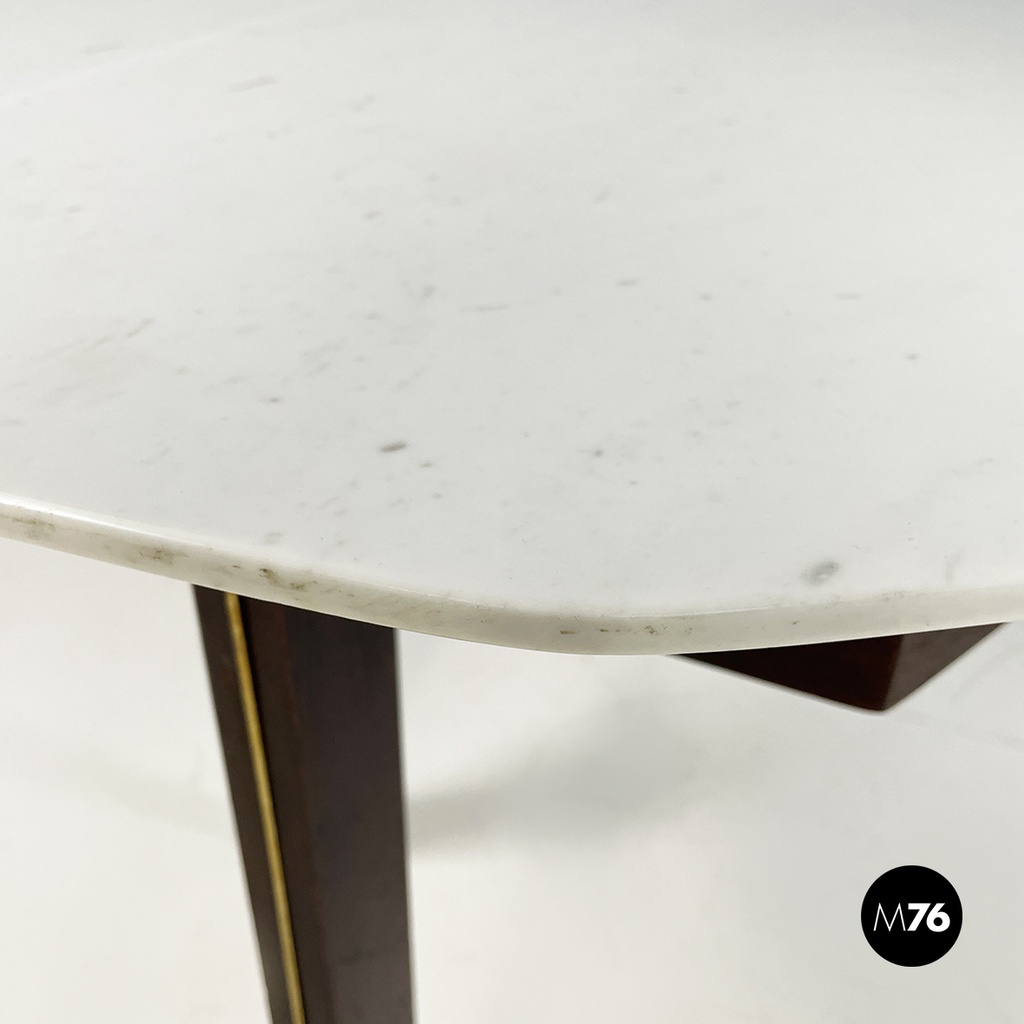 Italian mid-century modern dining table in marble, wood and bass, 1960s
