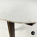 Italian mid-century modern dining table in marble, wood and bass, 1960s