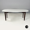Italian mid-century modern dining table in marble, wood and bass, 1960s