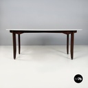 Italian mid-century modern dining table in marble, wood and bass, 1960s