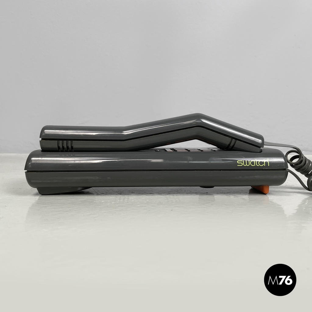 Italian modern grey decorated plastic telephone Twin Phone Deco by Swatch, 1980s