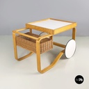 Finnish modern wood, wicker Cart Tea Trolley 900 by Alvar AAlto for Artek, 1970s