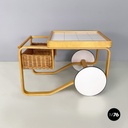 Finnish modern wood, wicker Cart Tea Trolley 900 by Alvar AAlto for Artek, 1970s