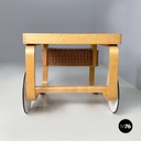 Finnish modern wood, wicker Cart Tea Trolley 900 by Alvar AAlto for Artek, 1970s