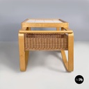 Finnish modern wood, wicker Cart Tea Trolley 900 by Alvar AAlto for Artek, 1970s