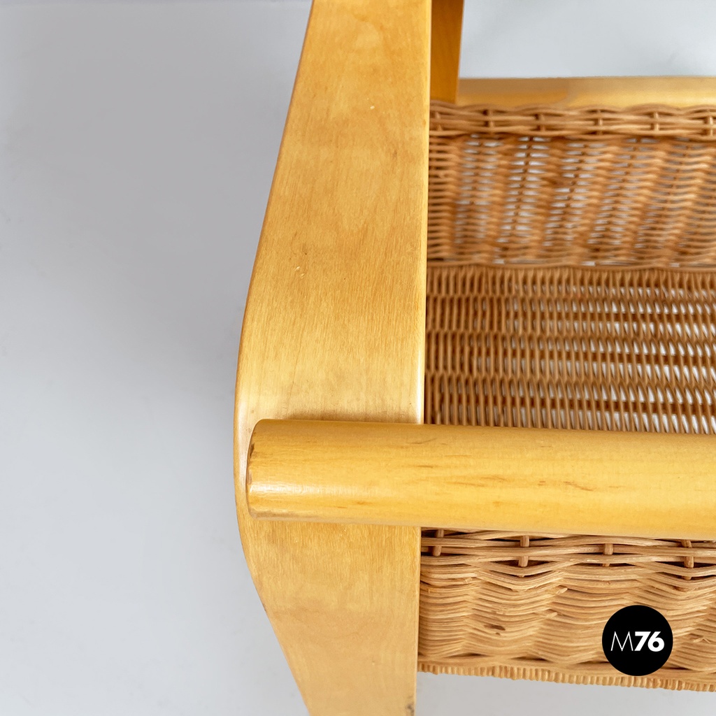 Finnish modern wood, wicker Cart Tea Trolley 900 by Alvar AAlto for Artek, 1970s