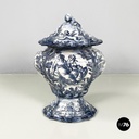 Italian mid-century modern Vase in white and blue ceramic, 1900-1950s