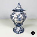 Italian mid-century modern Vase in white and blue ceramic, 1900-1950s