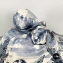 Italian mid-century modern Vase in white and blue ceramic, 1900-1950s