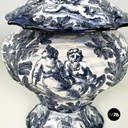 Italian mid-century modern Vase in white and blue ceramic, 1900-1950s