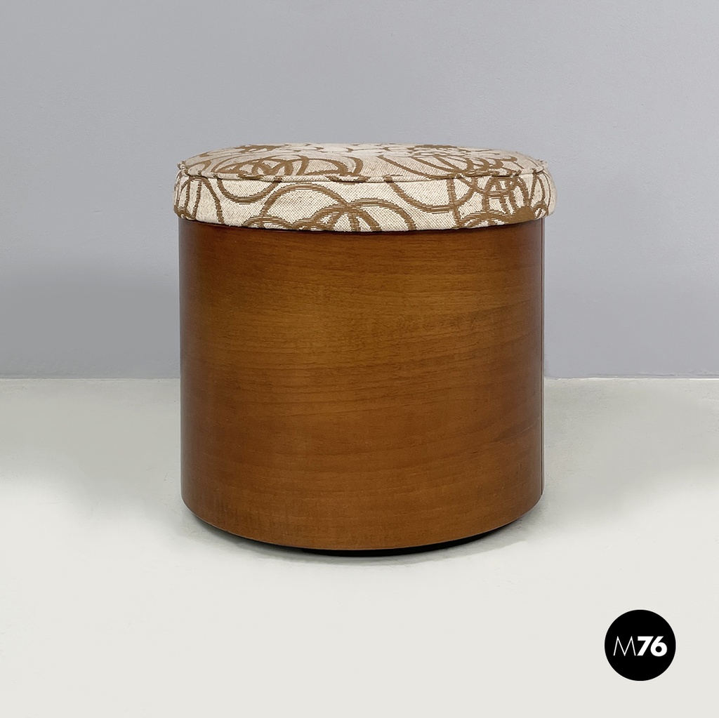 Italian mid-century modern Round pouf with hidden compartment by Pozzi, 1960s
