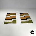Italian modern rectangular rugs with wavy decorations in green and orange, 1970s