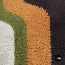 Italian modern rectangular rugs with wavy decorations in green and orange, 1970s