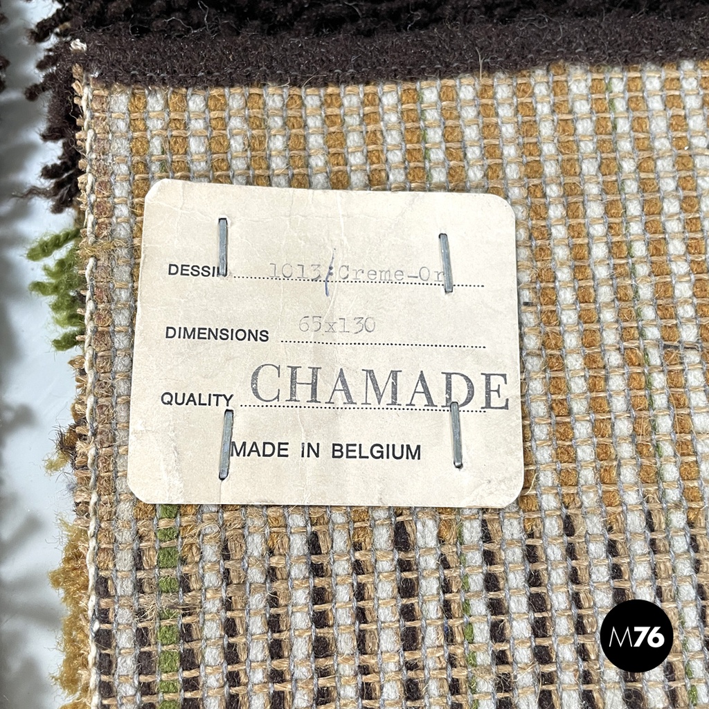 Italian modern rectangular rugs with wavy decorations in green and orange, 1970s