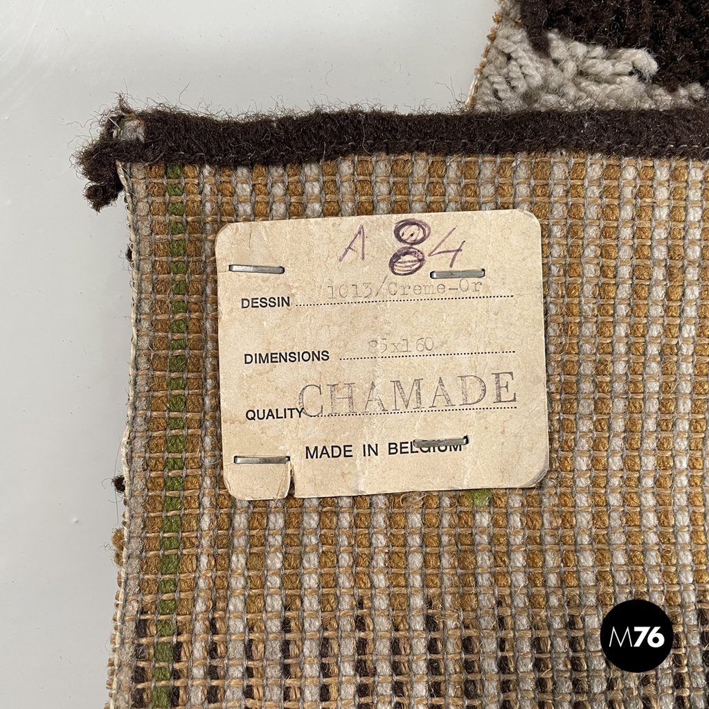 Italian modern rectangular rug with wavy decorations in green and orange, 1970s