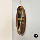 Italian mid-century modern Oval wall mirror in wood and rope, 1960s