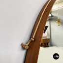 Italian mid-century modern Oval wall mirror in wood and rope, 1960s