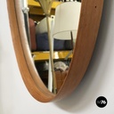 Italian mid-century modern Oval wall mirror in wood and rope, 1960s